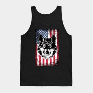 Patriotic Siberian Husky American Flag Tank Top